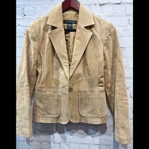 WOMENS NEW YORK COMPANY 100% LEATHER BLAZER JACKET.  LIGHT BROWN.  SIZE 4.